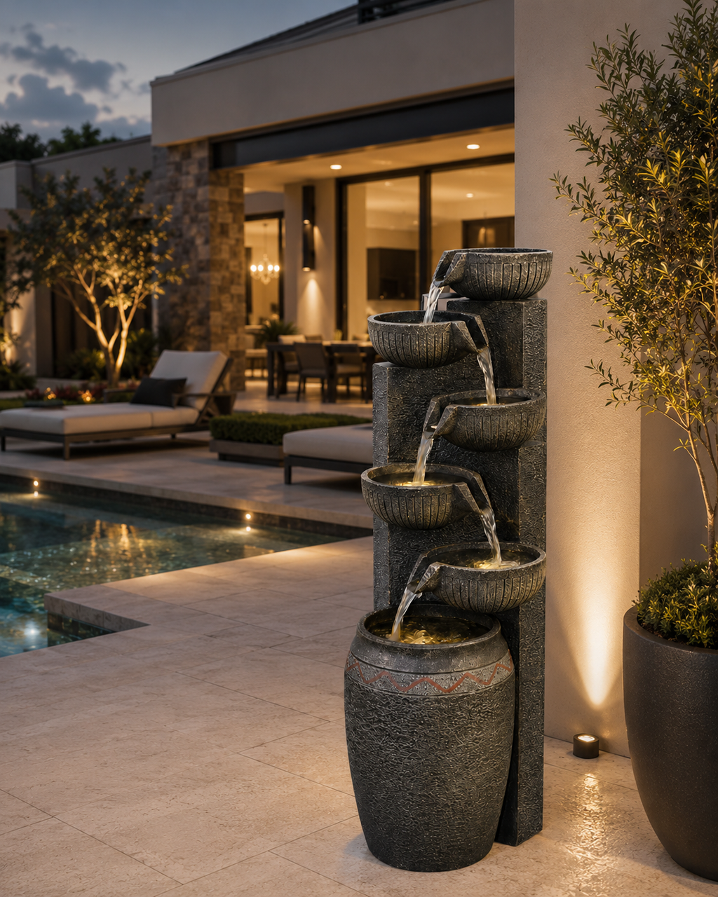 Modern Tiered Waterfall Fountain