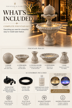 Luxury Two-Tier Sphere Fountain – Concrete Water Feature
