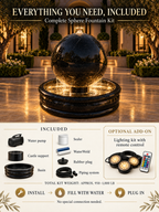 Luxury Oversized Concrete Sphere Fountain – 48" Architectural Garden Water Feature