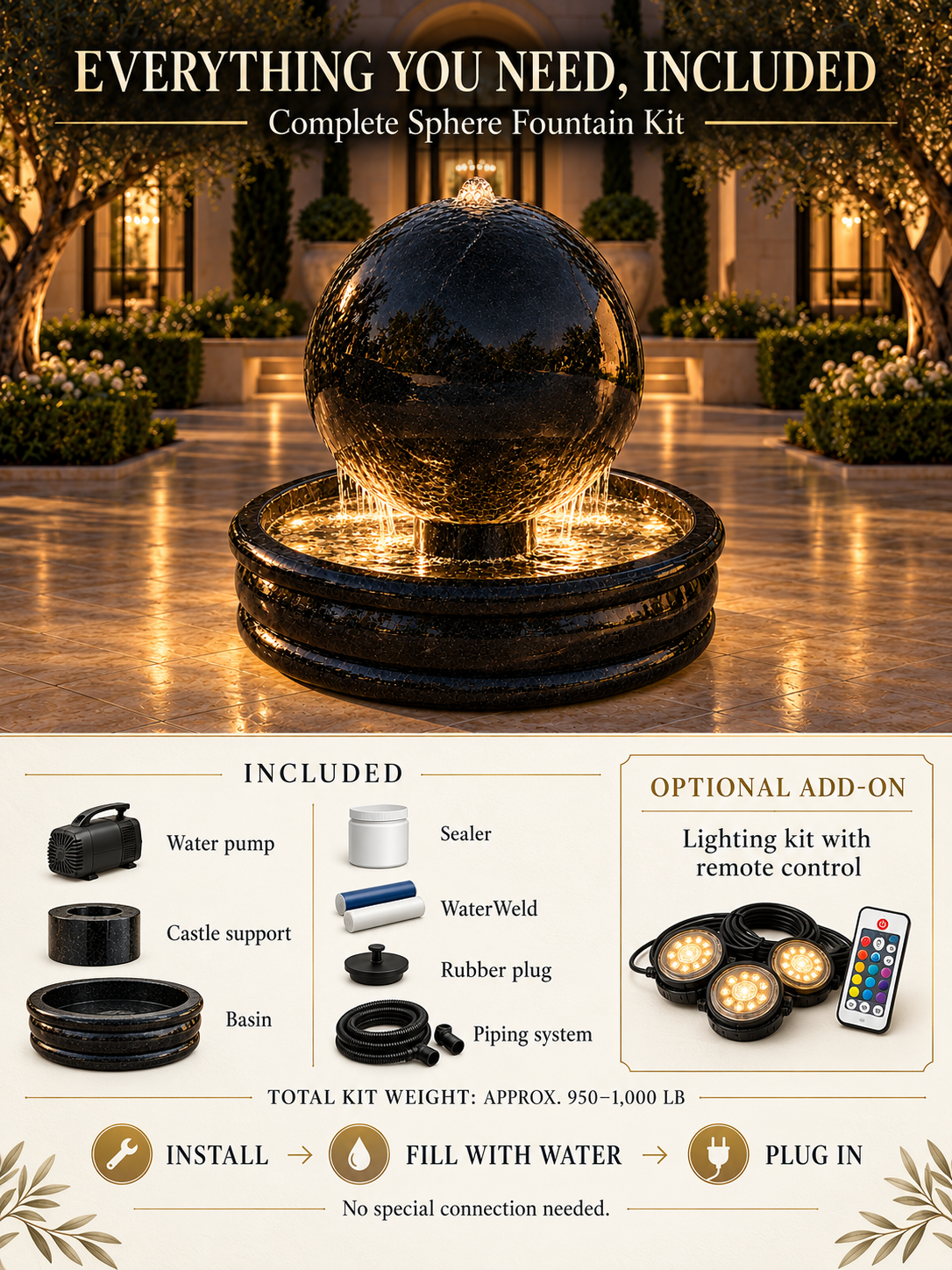 Luxury Oversized Concrete Sphere Fountain