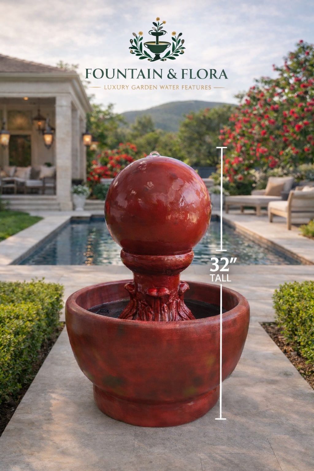 Modern Sphere Fountain – Compact Outdoor & Indoor Water Feature (Multiple Colors)