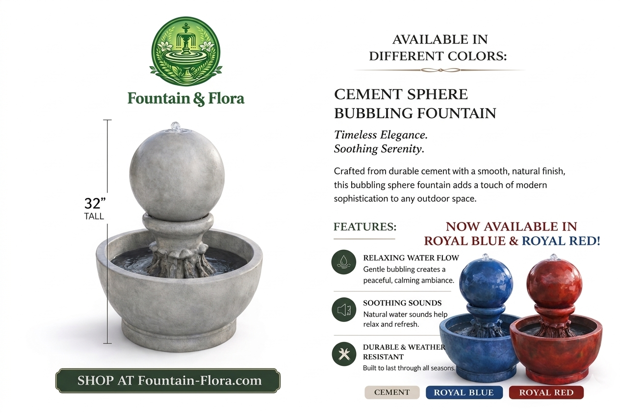 Modern Sphere Fountain – Compact Outdoor & Indoor Water Feature (Multiple Colors)