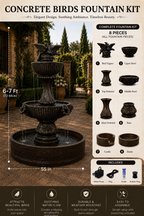 Elegant Concrete Birds Fountain 6-7 ft