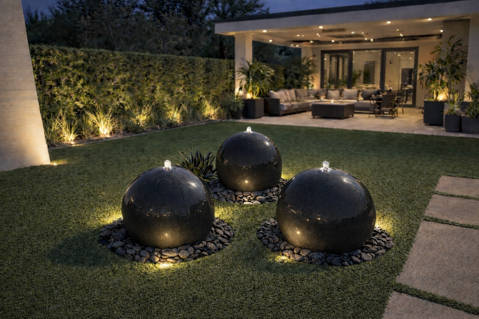24” Concrete spheres water feature