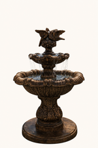 Elegant 2-Tiered Concrete Birds Fountain