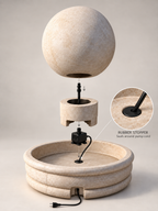 Luxury Oversized Concrete Sphere Fountain – 48" Architectural Garden Water Feature