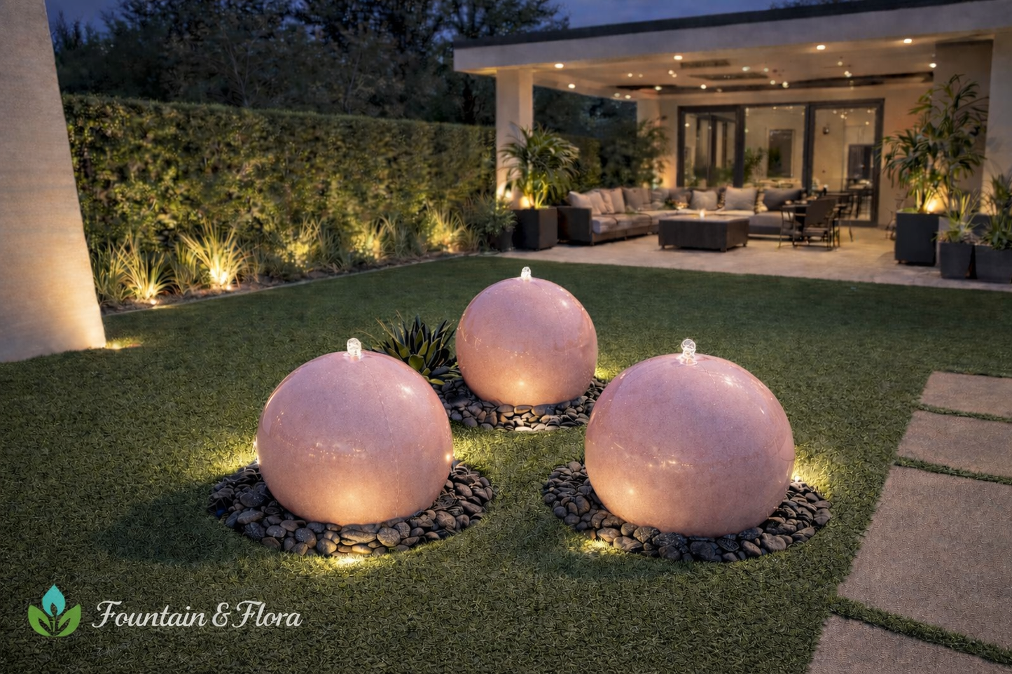 24” Concrete spheres water feature