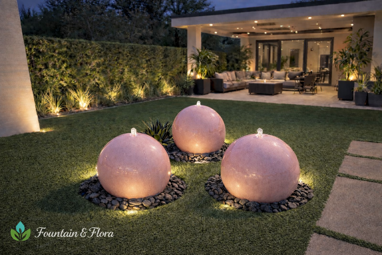 24” Concrete spheres water feature