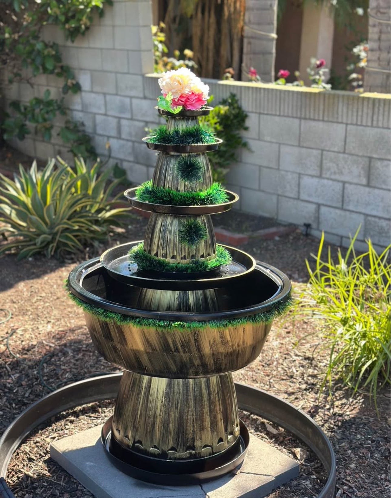 4ft Outdoor Resin Fountain with LED Lights – Garden & Patio Water Feature