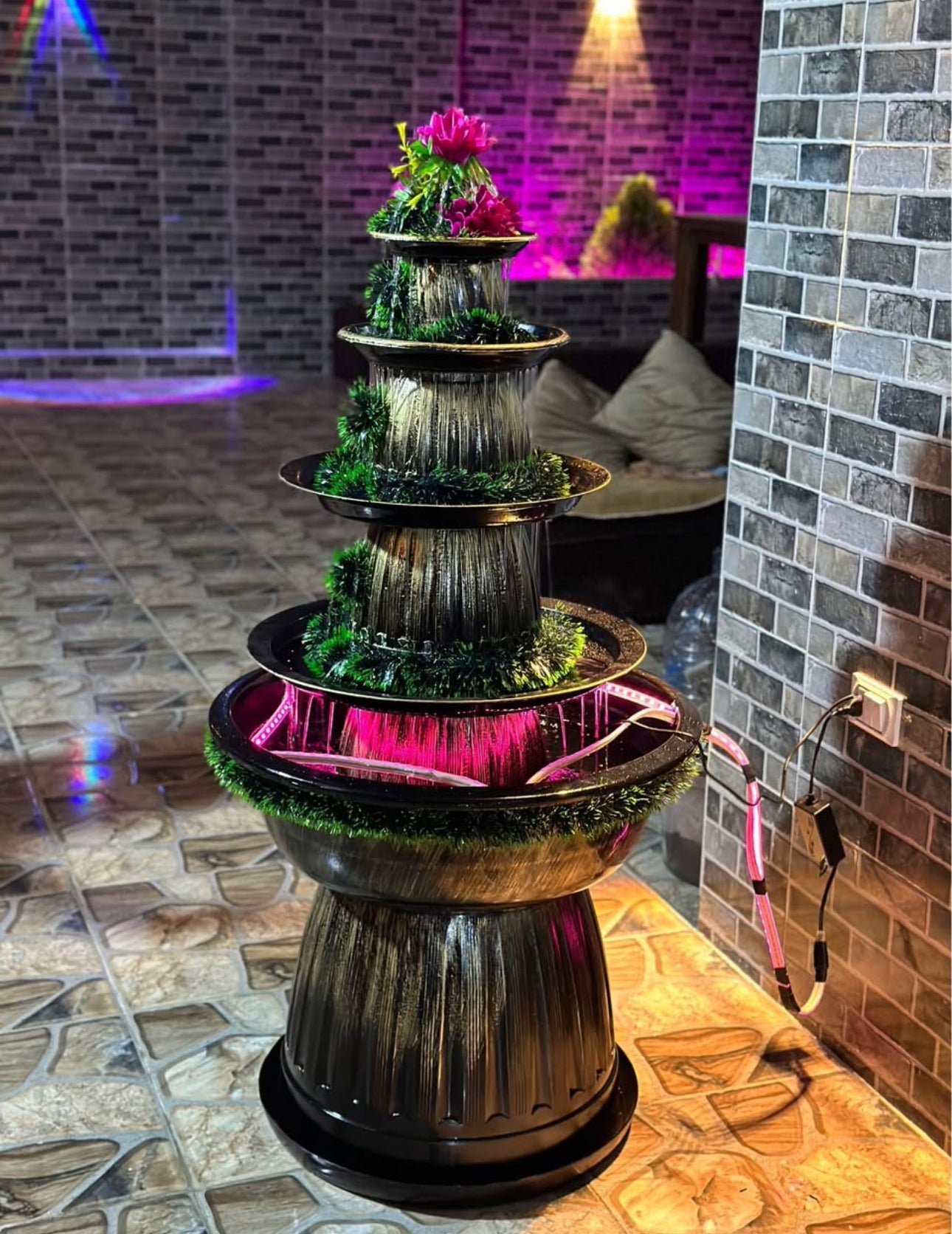 4ft Outdoor Resin Fountain with LED Lights – Garden & Patio Water Feature