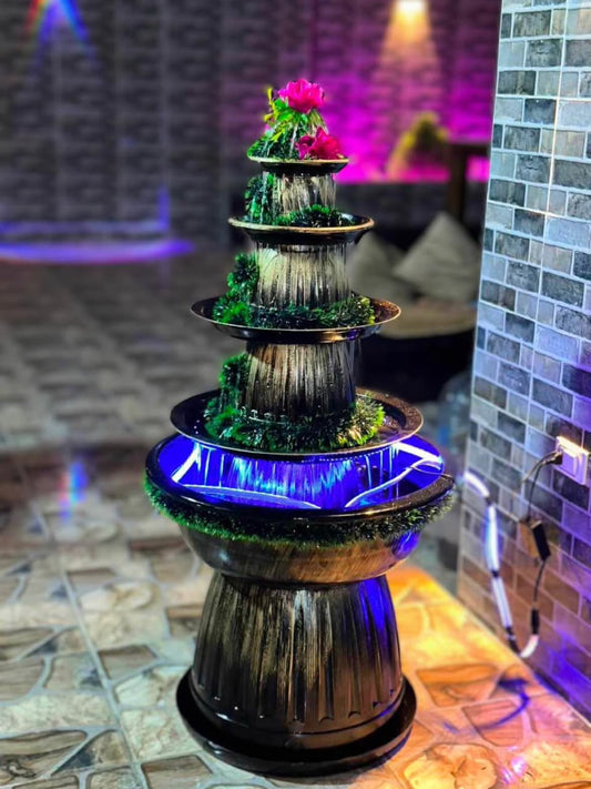 4ft Outdoor Resin Fountain with LED Lights – Garden & Patio Water Feature