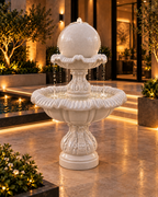 Luxury Two-Tier Sphere Fountain – Concrete Water Feature