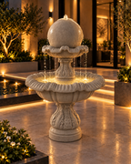 Luxury Two-Tier Sphere Fountain – Concrete Water Feature