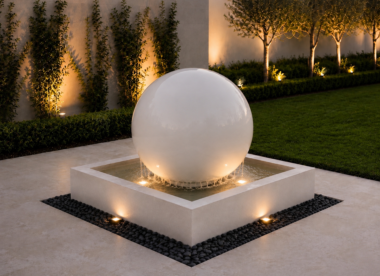 Luxurious 30'' Concrete Sphere with a showing basin