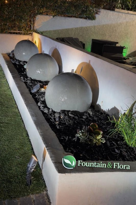 24” Concrete spheres water feature