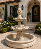 4 FT Two-Tier Concrete Fountain | customizable color | Complete Water Feature kit
