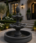 4 FT Two-Tier Concrete Fountain | customizable color | Complete Water Feature kit