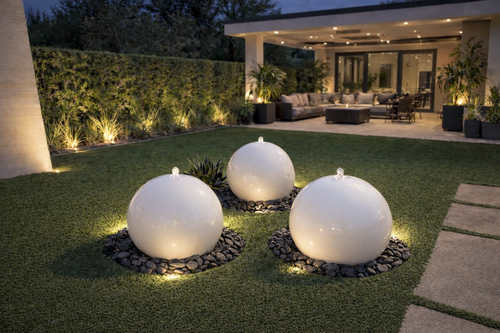 24" Concrete Sphere Fountain Set (3-Piece)