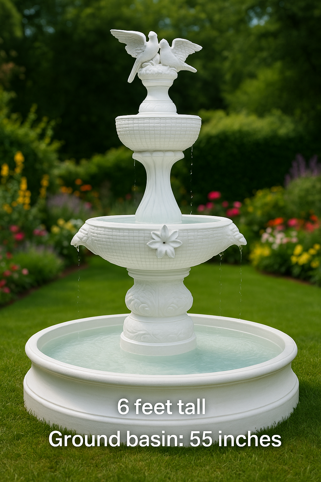 6-7 ft concrete Birds Fountain