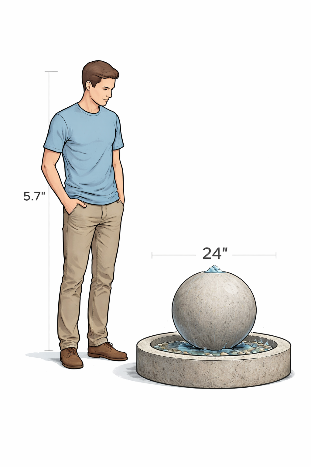 24” Concrete spheres water feature