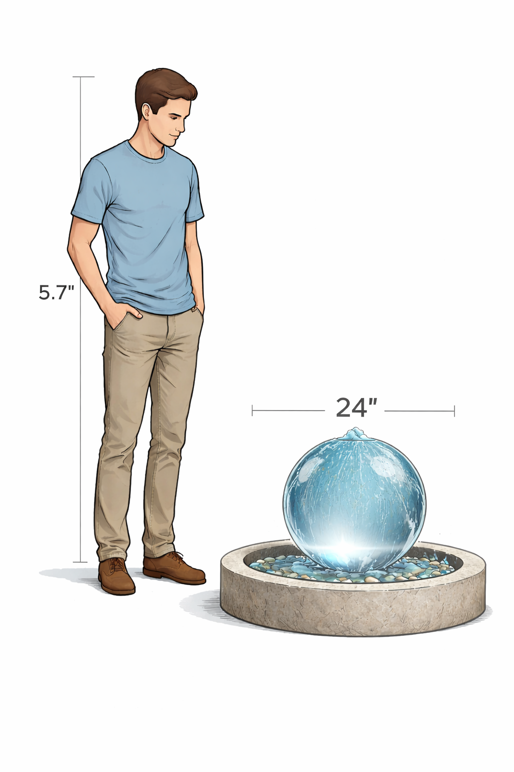 24-Inch Acrylic Sphere Fountain – Complete Kit