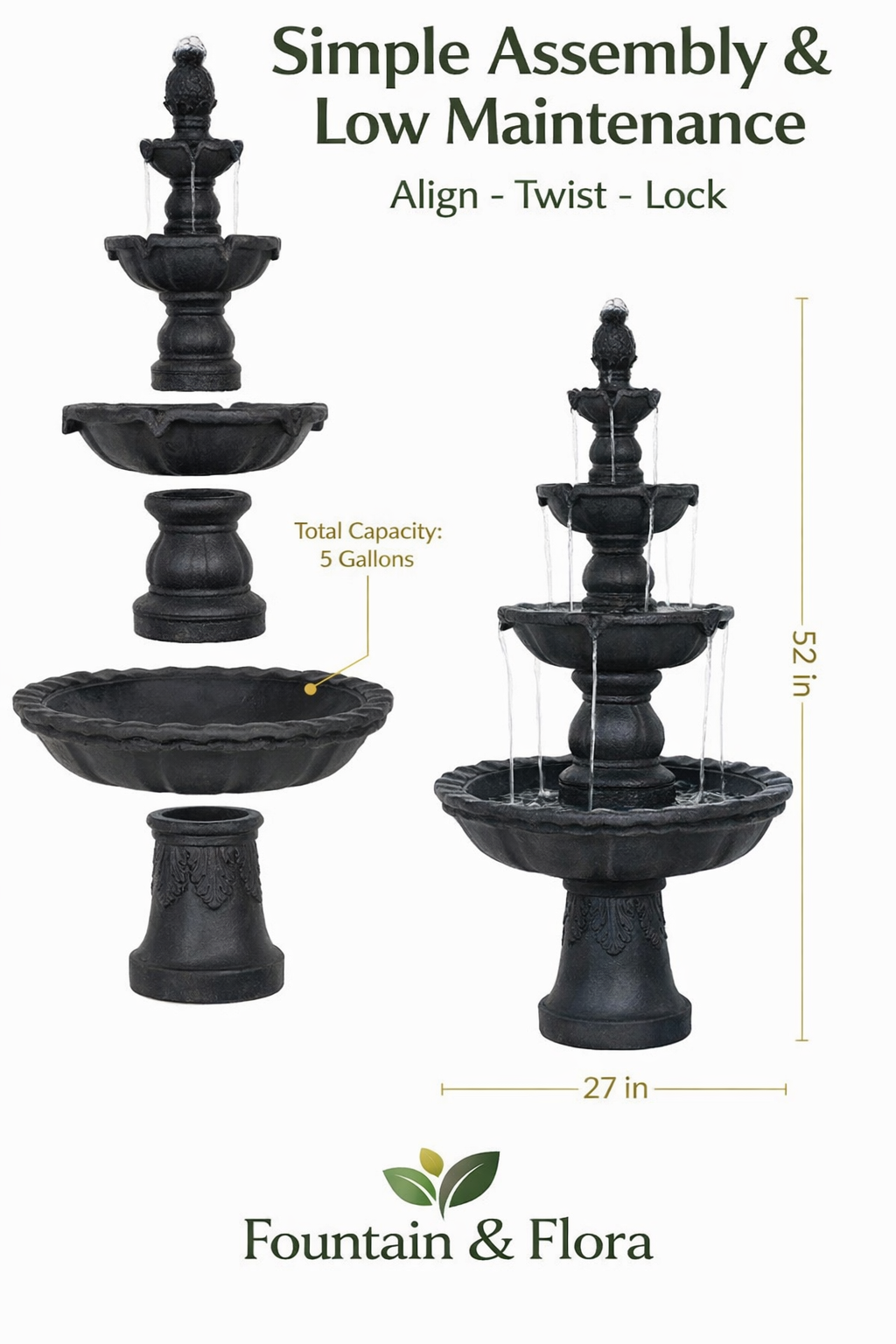 4 Tiers Fountain- Outdoor water Fountain