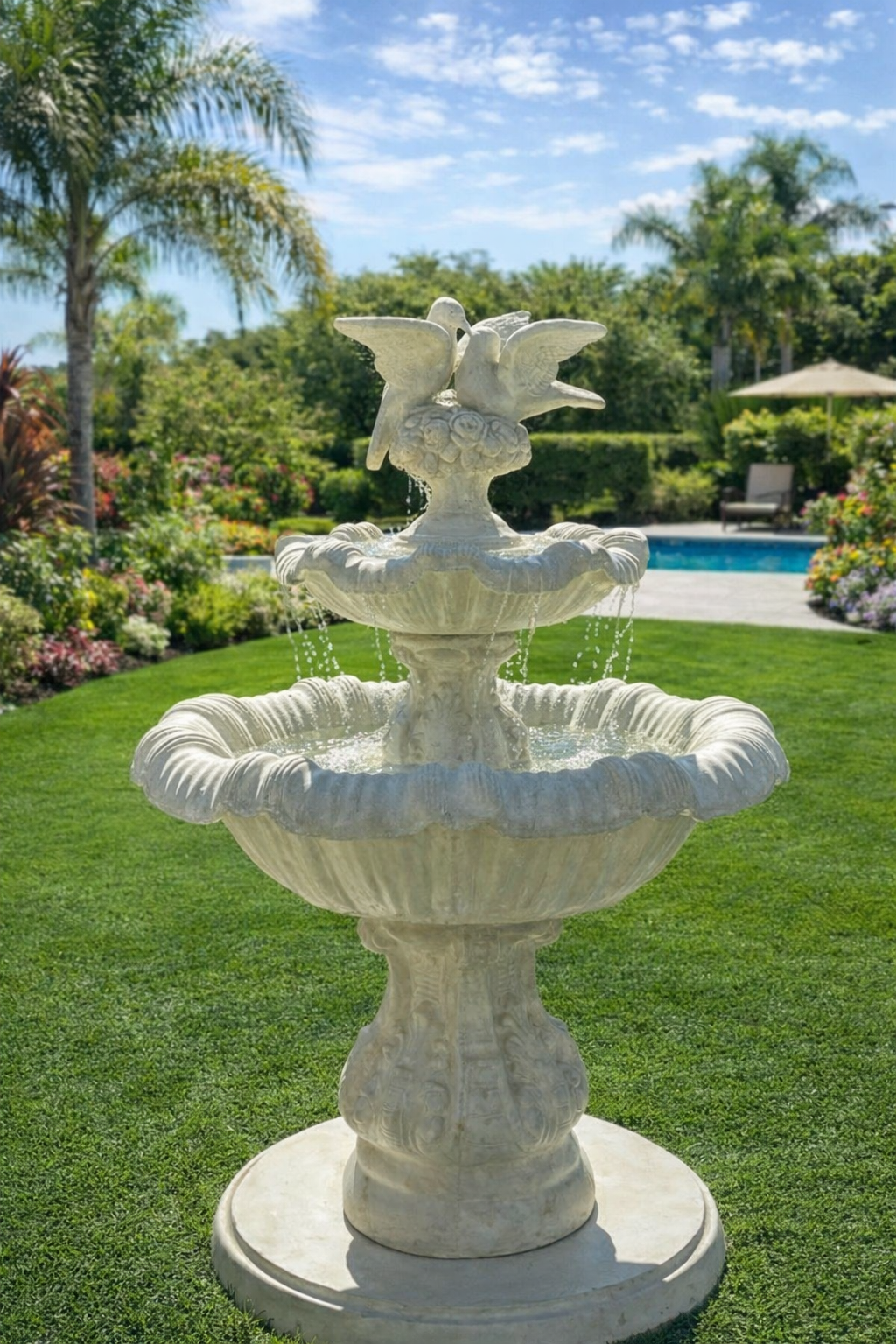 Classic Two-Tier Dove Fountain – 55” Outdoor Water Feature