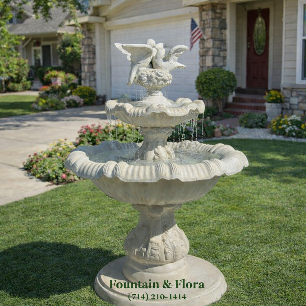 Classic Two-Tier Dove Fountain – 55” Outdoor Water Feature