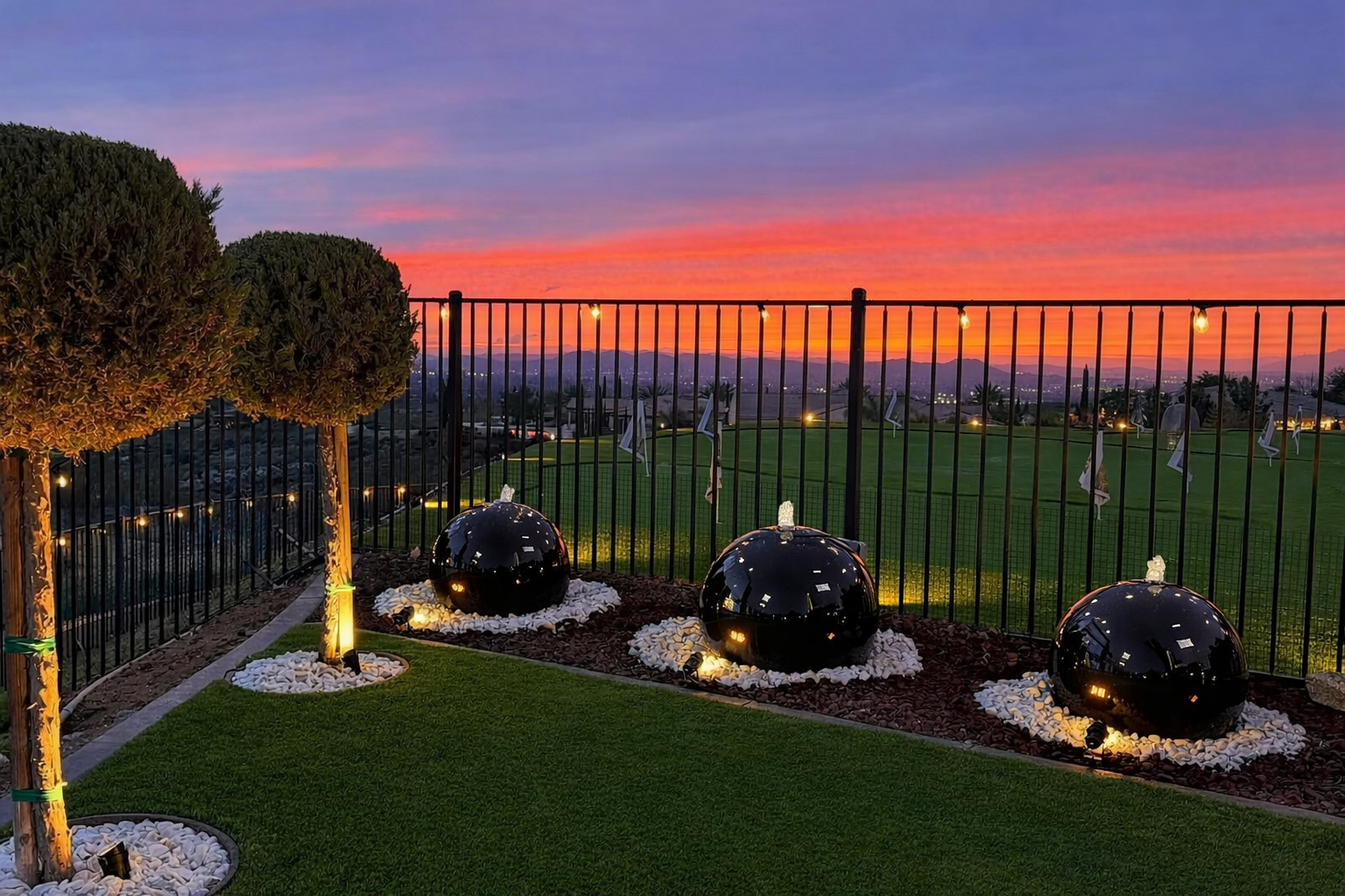 24” Concrete Sphere Fountains (Set of 2)