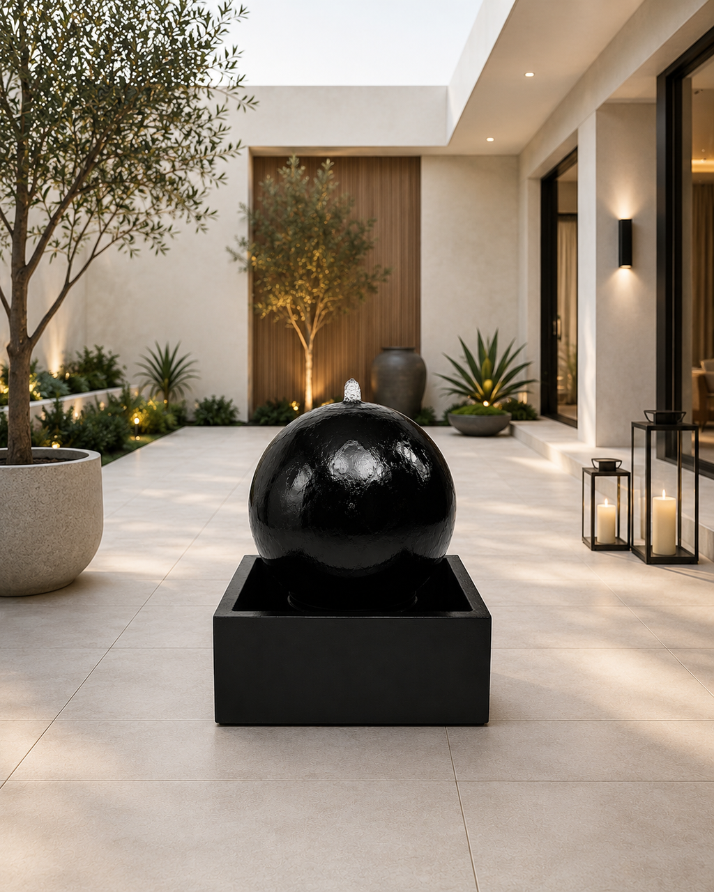 20” Concrete Sphere Fountain with 24” Basin