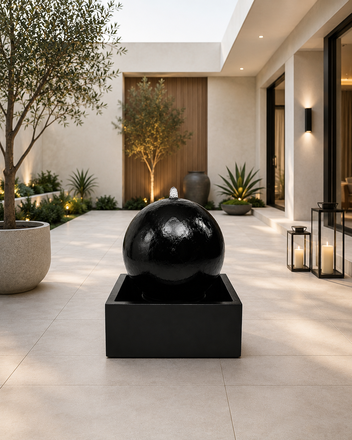 20” Concrete Sphere Fountain with 24” Basin