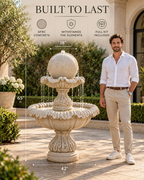Luxury Two-Tier Sphere Fountain – Concrete Water Feature