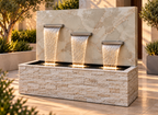 Calcutta Gold Onyx Concrete Waterfall Fountain – Luxury 3-Spout Water Feature