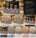 Calcutta Gold Onyx Concrete Waterfall Fountain – Luxury 3-Spout Water Feature