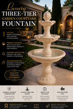 Luxury Three-Tier Garden Courtyard Fountain (4 ft)