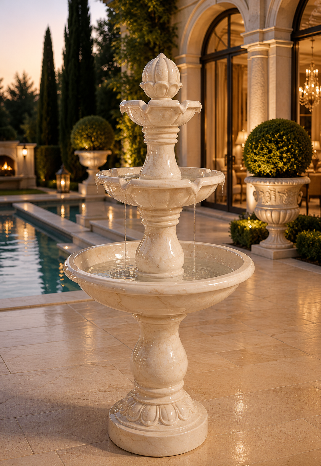 Luxury Three-Tier Garden Courtyard Fountain (4 ft)