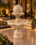 Luxury Two-Tier Sphere Fountain – Concrete Water Feature