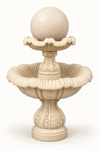 Luxury Two-Tier Sphere Fountain – Concrete Water Feature