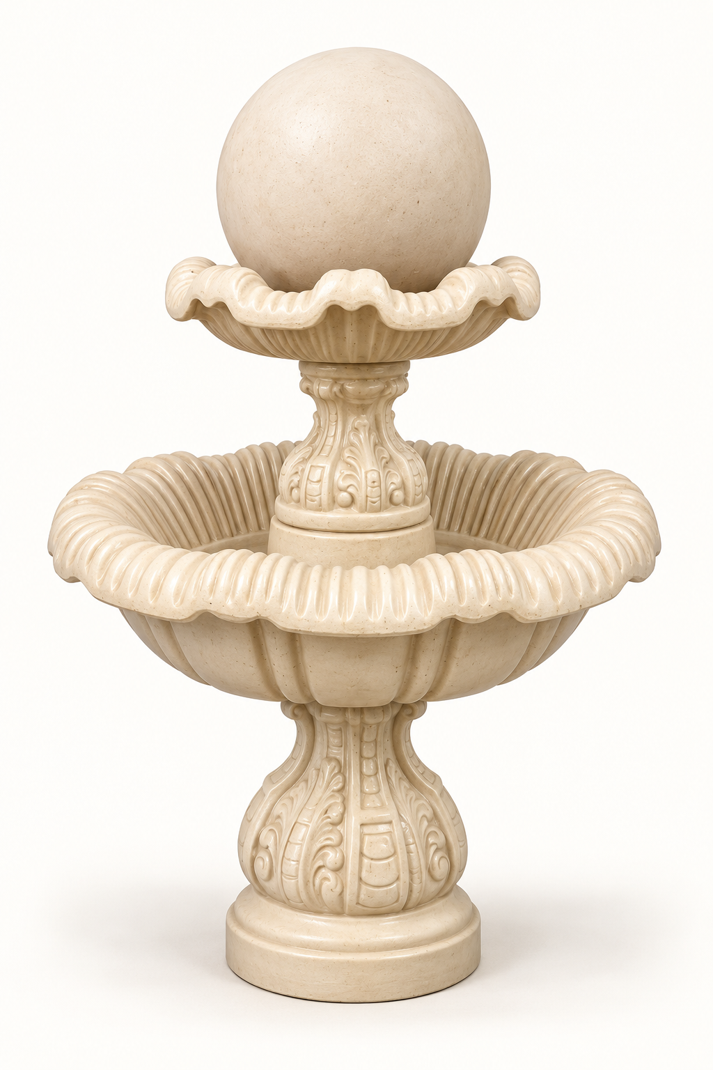Luxury Two-Tier Sphere Fountain – Concrete Water Feature