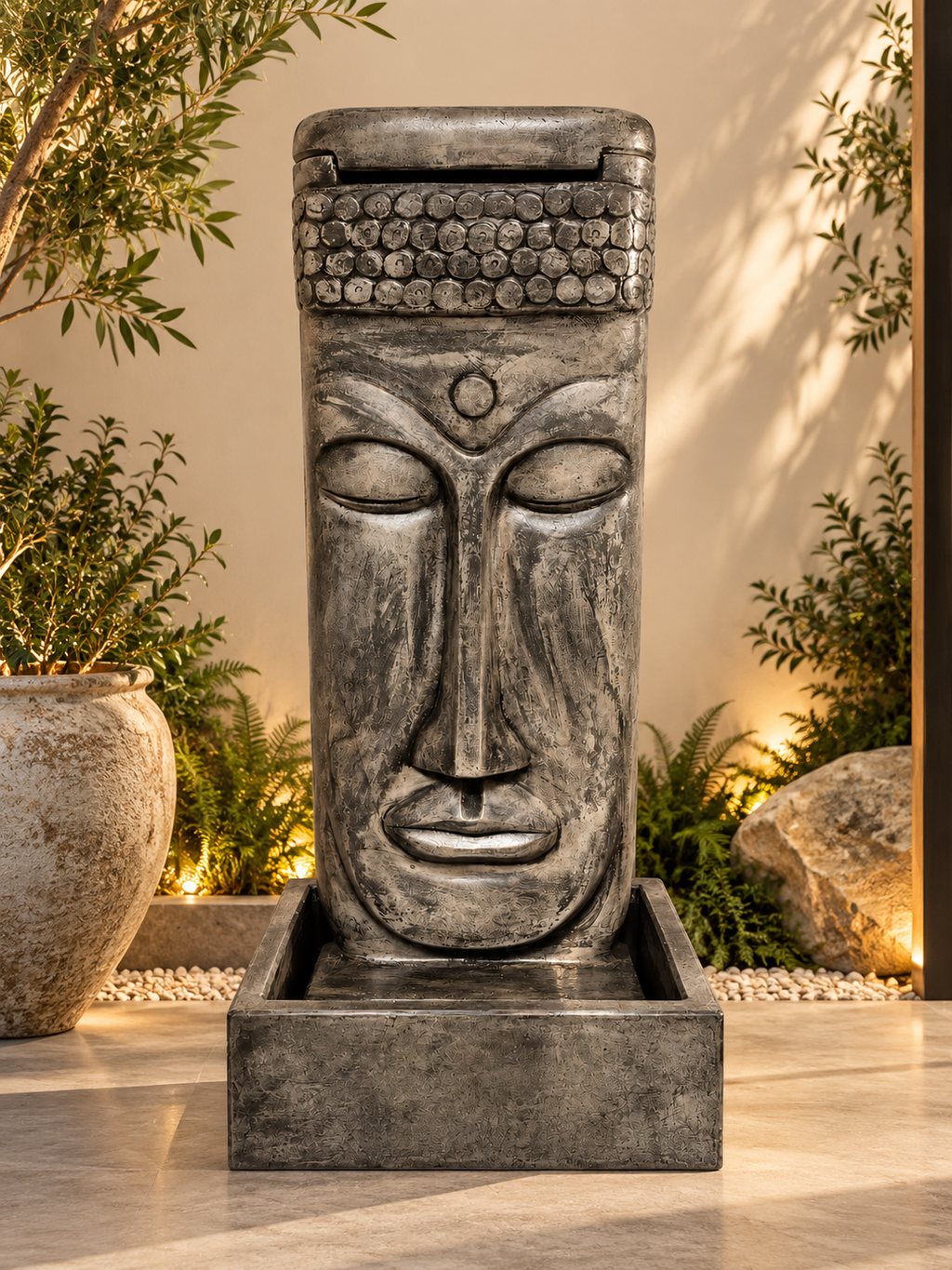 Zen Buddha Concrete Water Fountain