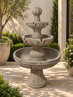 Three-Tier Concrete Garden Fountain