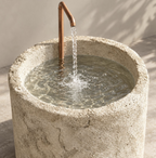 Limestone-Like Concrete Fountain with Copper Spout, 23-Inch Outdoor Water Feature