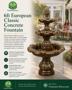 European Classic Concrete Fountain 6Ft