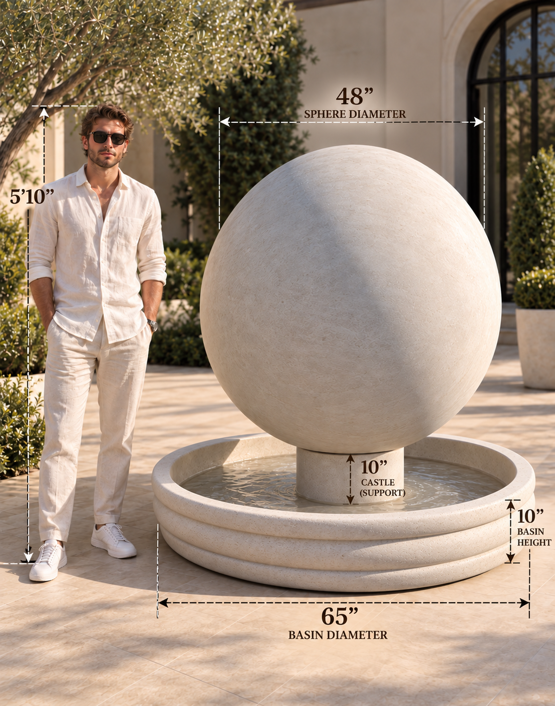 Luxury Oversized Concrete Sphere Fountain