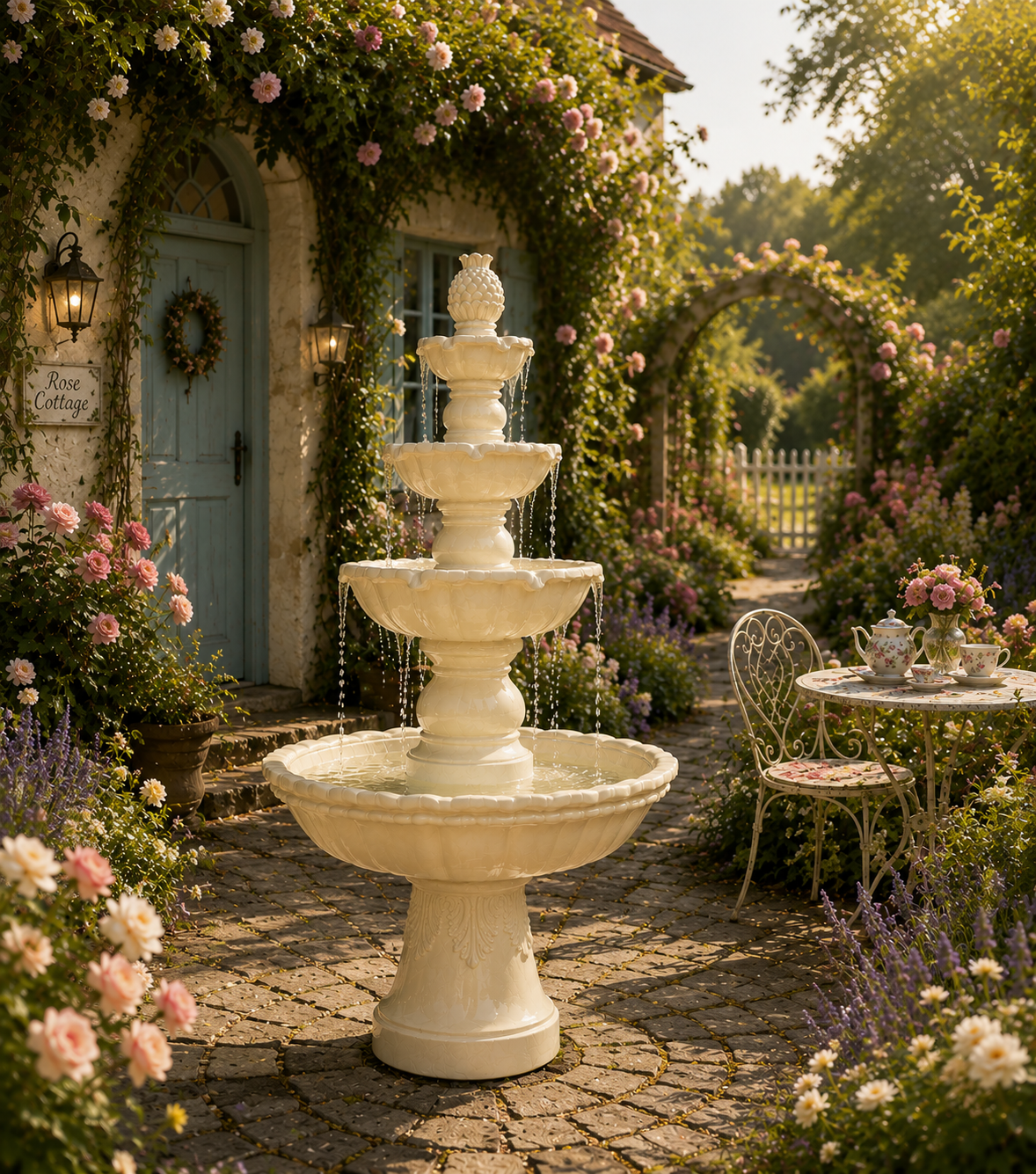 Timeless Four-Tiered Garden Fountain