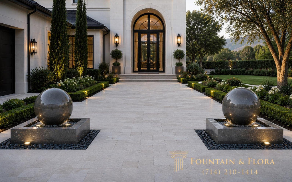 24” Basin Fountain with 20” Concrete Sphere – Full Kit (etsy image id: 8036305215)