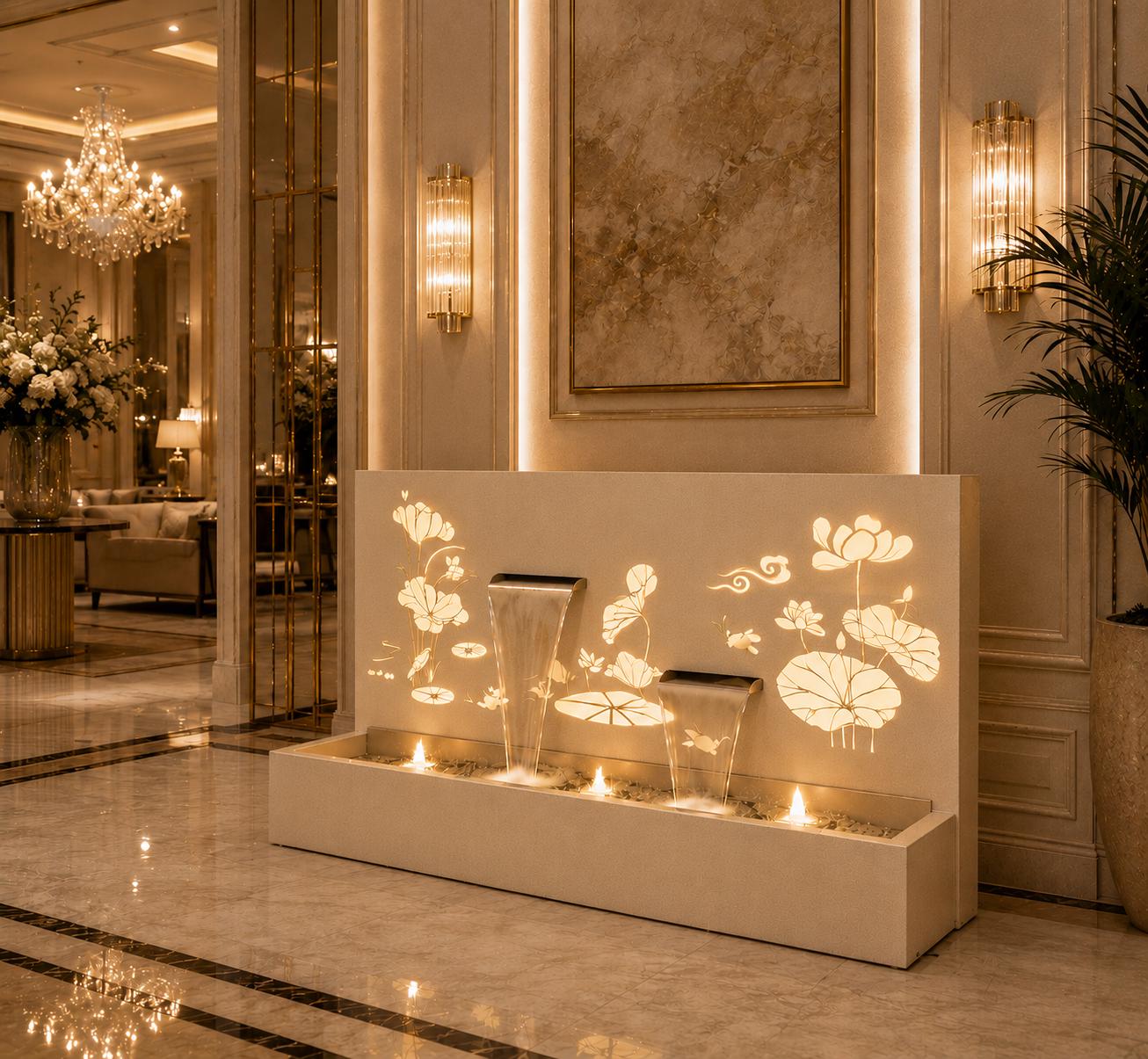 Laser-Cut Steel Wall Water Fountain – 4 ft x 6 ft | Custom Design __etsy:8079719896