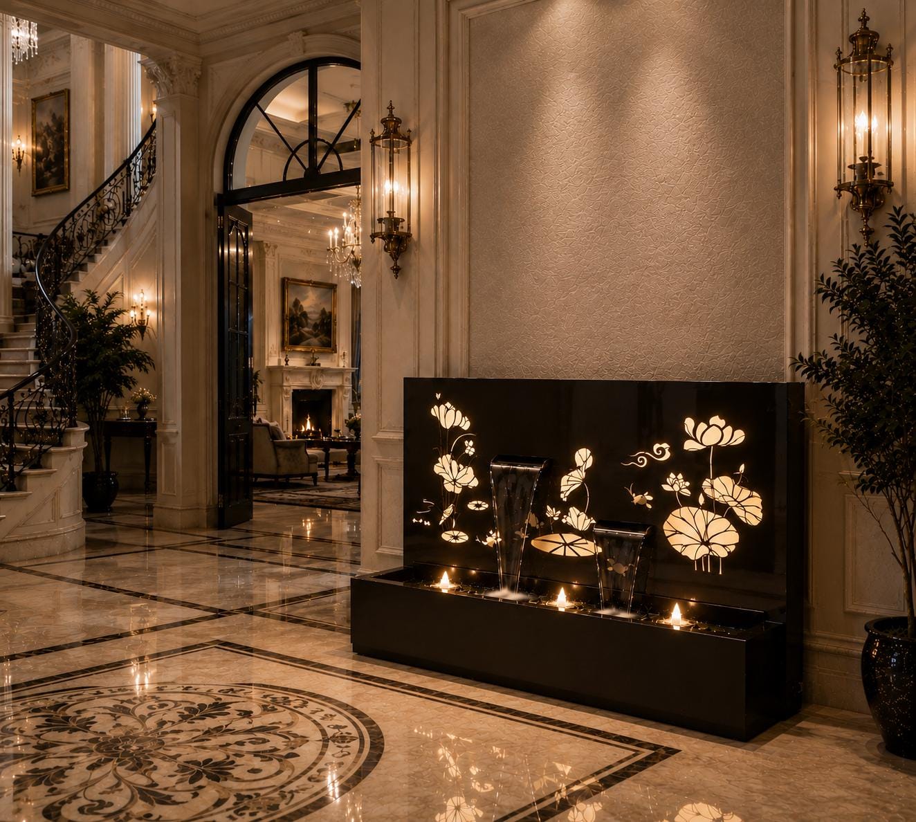 Laser-Cut Steel Wall Water Fountain – 4 ft x 6 ft | Custom Design __etsy:8079719898