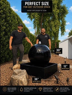 30” Concrete Sphere Fountain – Modern Outdoor Water Feature __etsy:8329806483