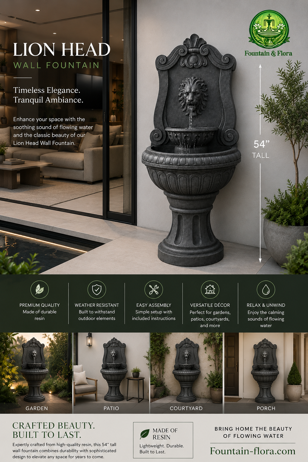 Lion Head Wall Fountain